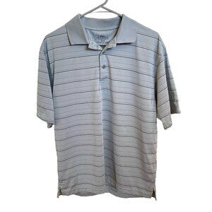 PGA Tour men's medium short sleeve collared golf polo shirt light gray blue